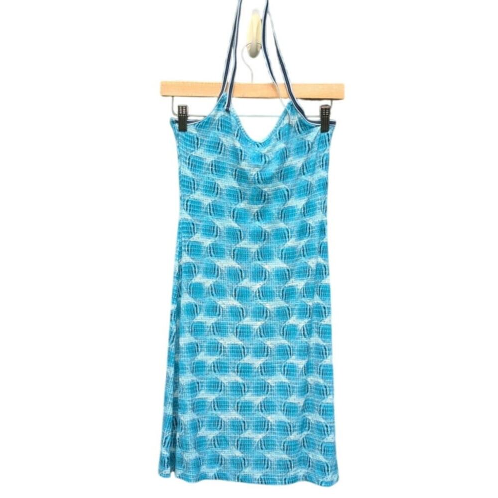 Tommy Hilfiger Preppy beachy dress summer cruise golf vacation halter blue M
